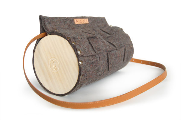 Bolsos de madera Bolso de fieltro y madera modelo Cembra gris