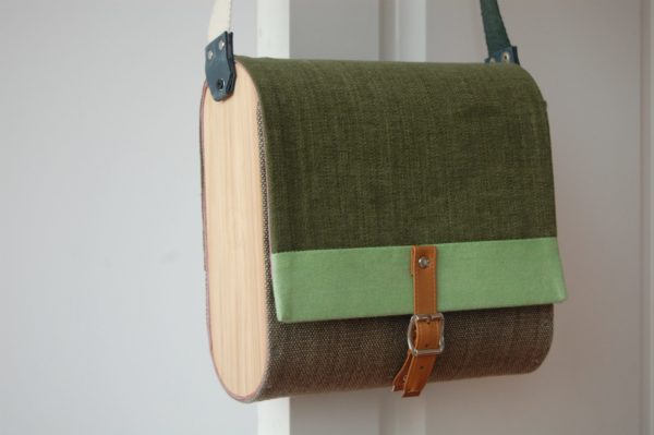 Bolsos de madera Bolso de tela y madera modelo Unisex verde